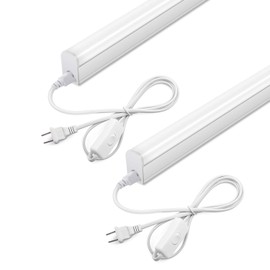 LELEJU LED Shop Light 2FT, 1100lm, 6000K, 10W, Under Cabinet LED T5 Fixture and Under Counter Lights for Kitchen, Corded Electric with ON/Off Switch (Pack of 2)
