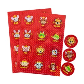 Fun Express Chinese New Year Zodiac Prism Sticker Sheets Bulk 24 Pc