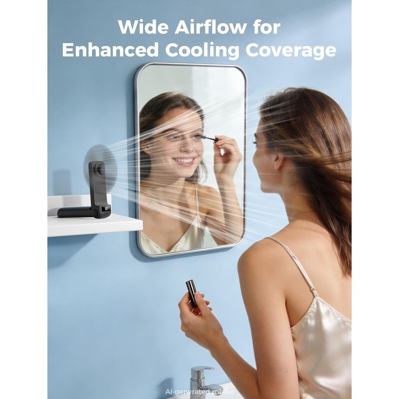 Aecooly Slim Portable Fan with Digital Display, Thin Handheld Fan,