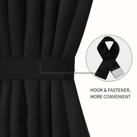 DWCN French Door Curtains – Rod Pocket Thermal Blackout Curtain for Doors with Glass Window, Kitchen and Patio Doors for Privacy, 25 X 72 Inches Long, 1 Curtain Panel with Tieback,Black