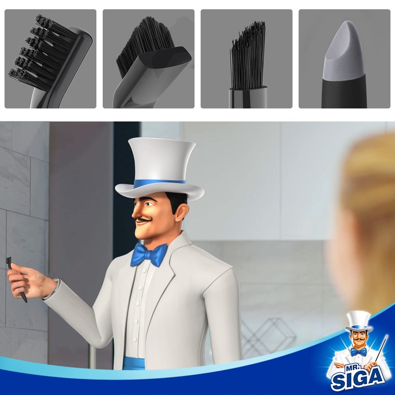 MR.SIGA Grout Cleaner Brush Set, Detail Cleaning Brush Set for
