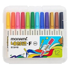 Monami Name Pen F 12-Color Set for Medium Handwriting OMB / 모나미 네임펜F 12색세트 중간글씨용 OMB