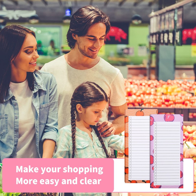 2 Pack Magnetic Shopping List Pad for Fridge, 100 Tear