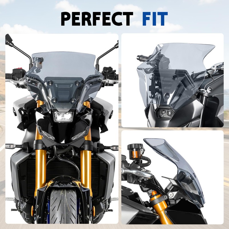 Double Bubble Windshield Fit for MT-09 MT09 SP 2021-2023, Smoke