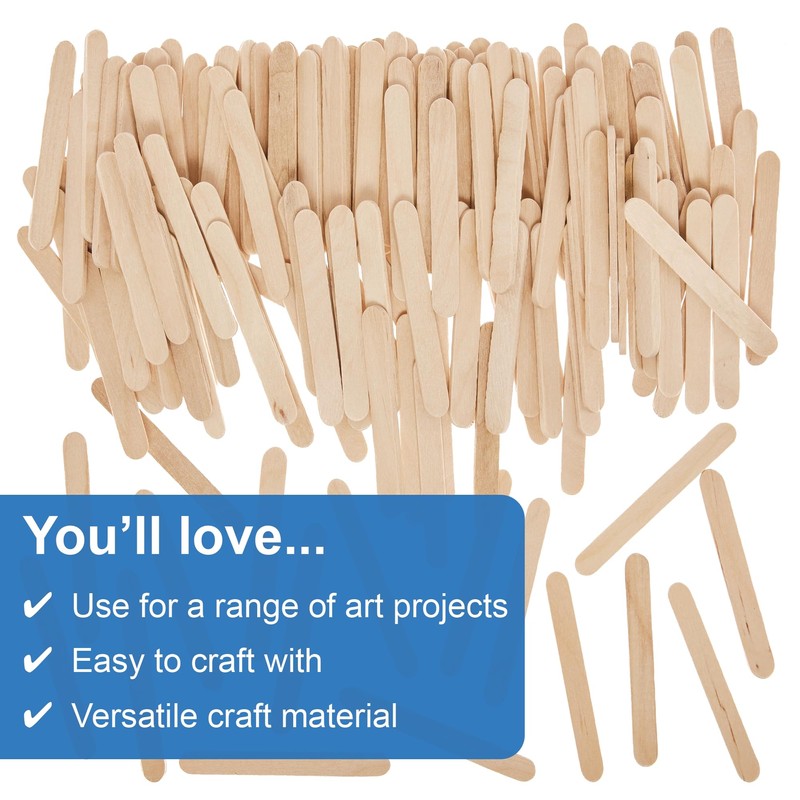 Baker Ross FN580 Mini Wooden Craft Sticks - Pack of