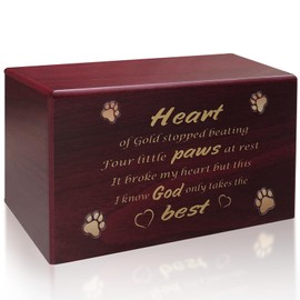 Ompinda Pet Urn Box, Wooden Pet Ashes Keepsake Box, Pet Loss Memorial Remembrance Gift for Dog or Cat