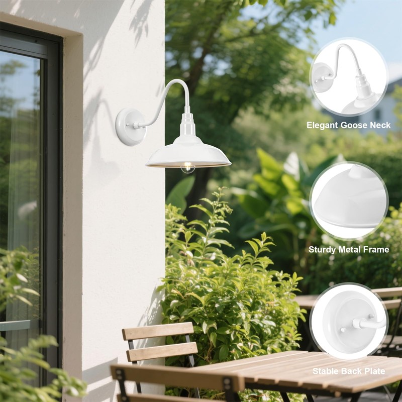 GOALPLUS Outdoor Gooseneck Barn Light Fixture with Wall Mount, 10''
