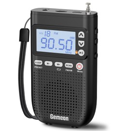 Gemean J-618 Wireless Earphones Connectable Radio AM FM Broadcast Station Manual Preset TF Card (Supports Repeat Song, Shuffle, Play All), Bluetooth Function, Earphone Jack, Connects to Bluetooth