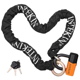 INTEKIN Motorcycle Chain Locks 5FT Motorcycle Lock 12mm Thick Bike Chain Lock Heavy Duty Chain Lock with 16mm/0.64inch Disc Lock for Motorcycles, Scooters, Gates and More, Orange
