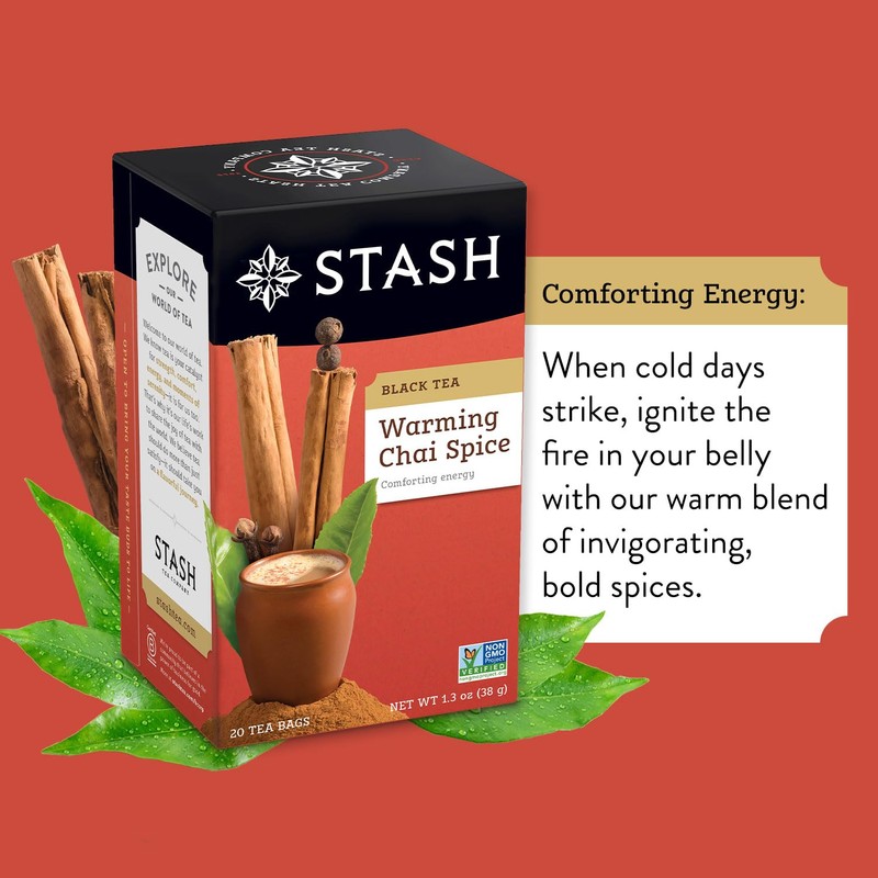 Stash Tea Chai Spice Black Tea, 6 Boxes with 20