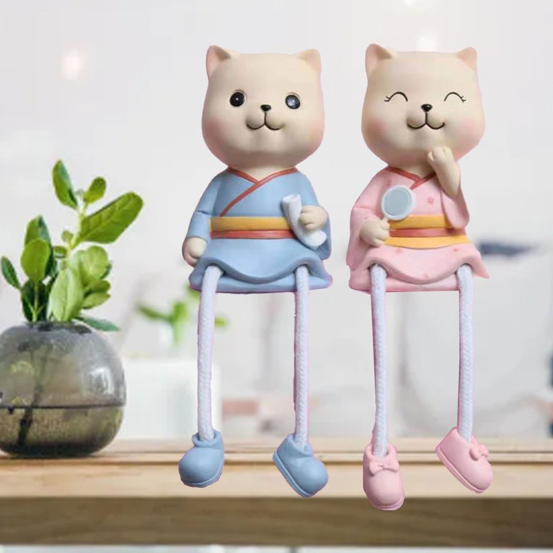 2pcs Car Dashboard Decorations Resin Fun Cartoon Cute Animal Ornaments