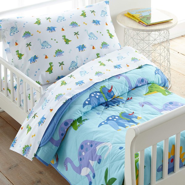 Wildkin Kids 100% Cotton Toddler Comforter for Boys and Girls, Measures 58 X 42 Inches Comforter for Kids, Includes One Comforter Fits Standard Crib Mattress (Dinosaur Land)