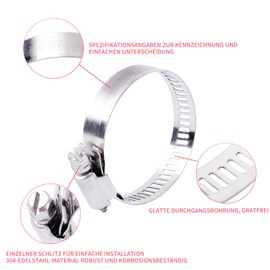 LUXERAD Pack of 10 Hose Clamps Width 8 mm Adjustable Range 13-19 mm (0.51-0.75 Inch) German Style Clamp Pipe Clamps 304 Stainless Steel Band for Hose Pipe