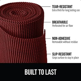 GORILLA GRIP GORILLA GRIP powerGRIP Drawer Shelf and Cabinet Liner, Thick Strong Hold, Non-Adhesive Liners Protect Kitchen Cabinets and Cupboard, Bathroom Drawers, Easy Install, Breathable Mat, 12" x10', Red