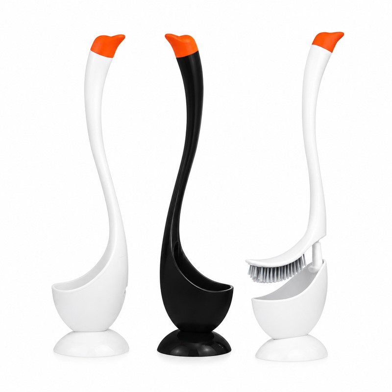 Swan Toilet Brush Set for Bathroom Cleaning – Long Handle