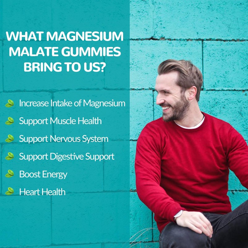 Whoyun Magnesium Malate Gummies 1000mg, Enhanced Absorption Magnesium Chewables Supplement