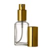 Riverrun Perfume Atomizer, Empty Refillable Square Glass Bottle, Gold Sprayer