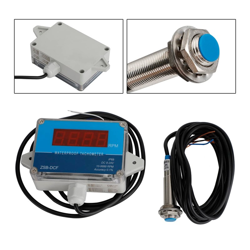 Frezon DC 8-24V IP68 Waterproof Hall Tachometer Digital LED Motor