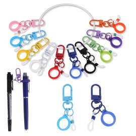 10 PCS Coloured Pen Clips, Silicone Pen Holder with Lobster Clasp, Pen Holder for Lanyard, Clip on Pens, Pen Converter, Retractable Pen Holder for Nurses, Badge Reel Accessories (Pen not Included)