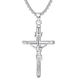 Sanfenly 925 Sterling Silver Cross Necklace for Men Women Silver Crucifix Chain with Christian Cross Pendant - Classic Religious Jewelry for Everyday Wear