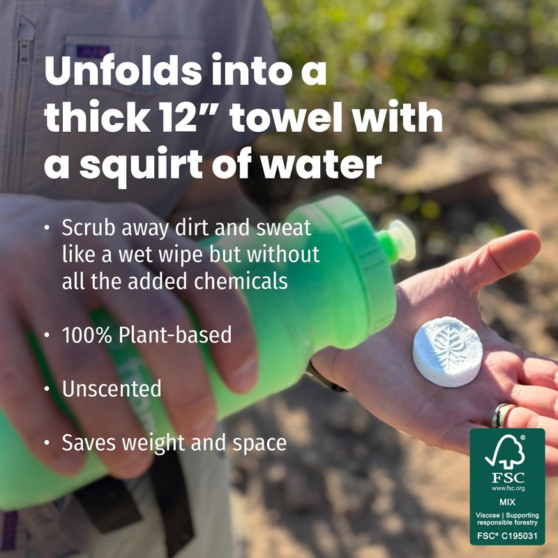 PACT Wipes for Camping and Backpacking (25-Pack) | Compressed Extra