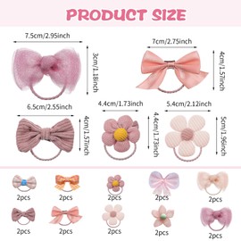 Pack of 20 Girls Hair Bows with Bow, Hair Scrunchie Bow, Pink Bows Hair Bow, Cute Elastic Hair Band with Bow, Cute Bows Flowers Braid Elastic, for Teenagers, Toddlers