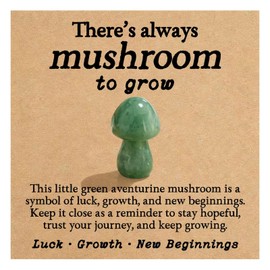 Green Aventurine Mushroom Crystal – Luck Growth New Beginnings Gift for Women, Cute Mushroom Decor for Desk Office Shelf, Graduation Birthday Christmas Good Luck Keepsake, 25x15mm Mini Crystal Mushroo