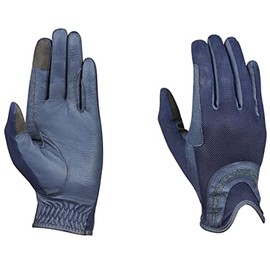 Dublin Pull On Glitter Mesh Back Riding Gloves, Navy, Medium/7