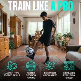 SenseBall Football Training Ball & App - Size 3, All-Level, Blue & White - Football Training Equipment for Ball Control & Coordination - Indoor Practice Sessions - Garden Practice Aid for Home Use