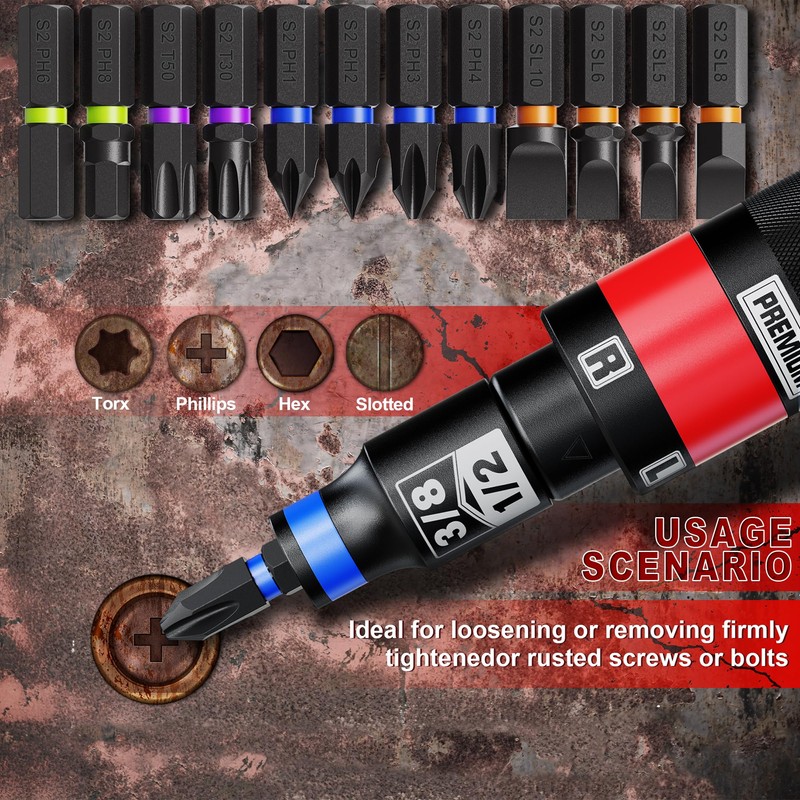 Aurlloct 13 Pcs Hand Impact Wrench 1/2 Inch Impact Screwdriver