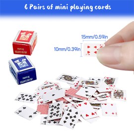 Ttarxug 6 Decks Mini Playing Cards, 1:12 Scale Mini Poker Set for Dollhouse Miniatures, Parties and Gifts Men Women Party Decoration Idea, Party Favor for Teens