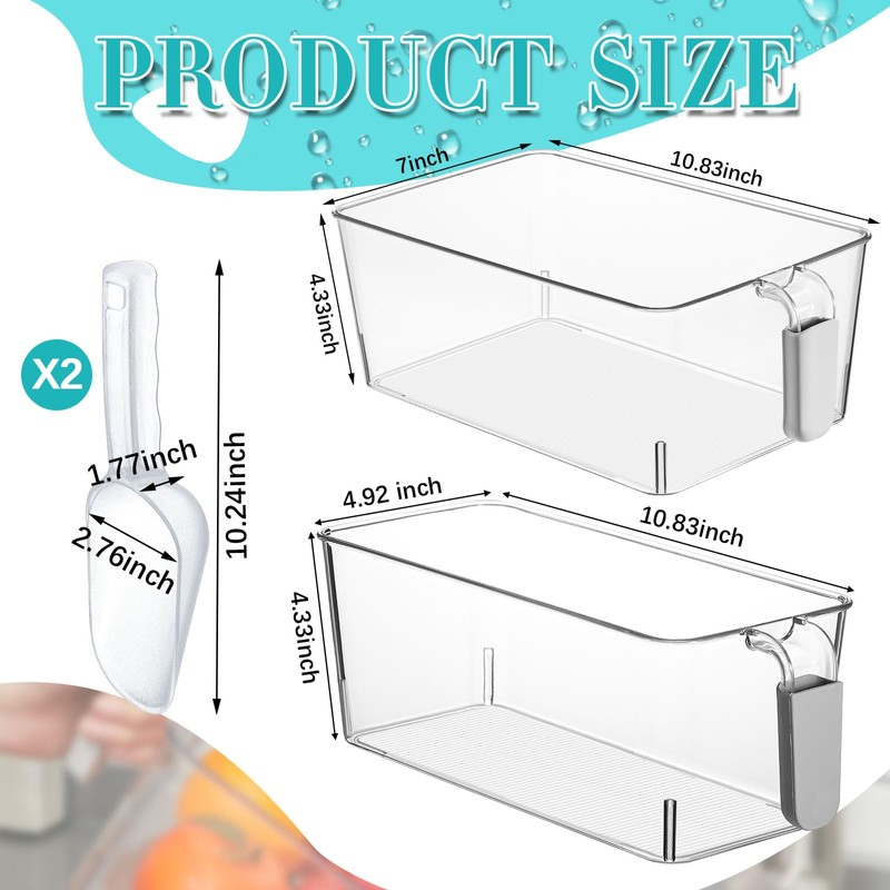 Havawish 2 Set Ice Bin and Flexible Scoop Set Plastic