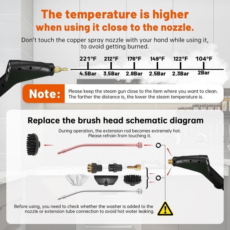 SRGARH Pressurized Handheld Steam Cleaner, Portable Steamer for Cleaning with