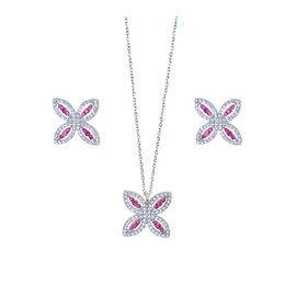 Nara Design Elegant Silver Plated Flower Jewelry Sets in Gift Box | Minimalist, Stylish, Delicate, Exclusive Jewelry (Enchanted Bloom)