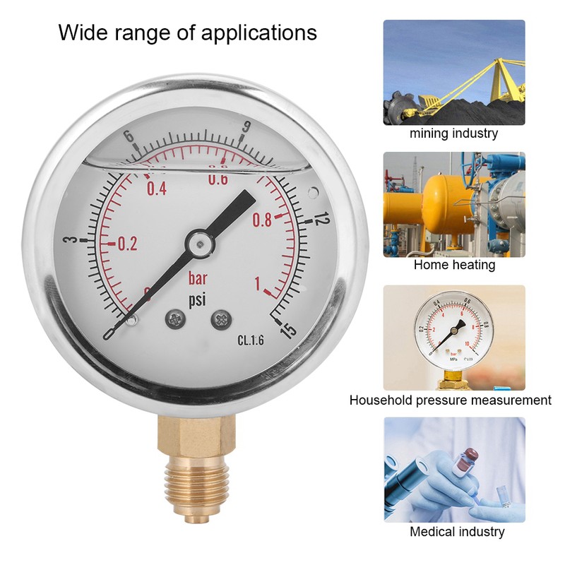 TS PGG604-1bar 1/4 BSP Y60 Radial Oil Filled Pressure Gauge