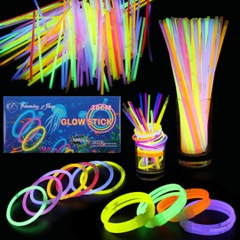 Trimming Shop 100Pcs Premium Glow Sticks Party Pack with Connectors 8 inch Multi-Coloured Glow In The Dark Light Sticks to create Neon Necklace Glowing Bracelets Headbands Goggles Party Supplies