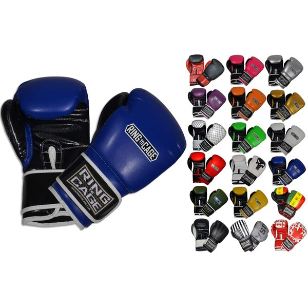 Gym Training Stand-Up Boxing Gloves (Blue, Large Weighs 16oz)