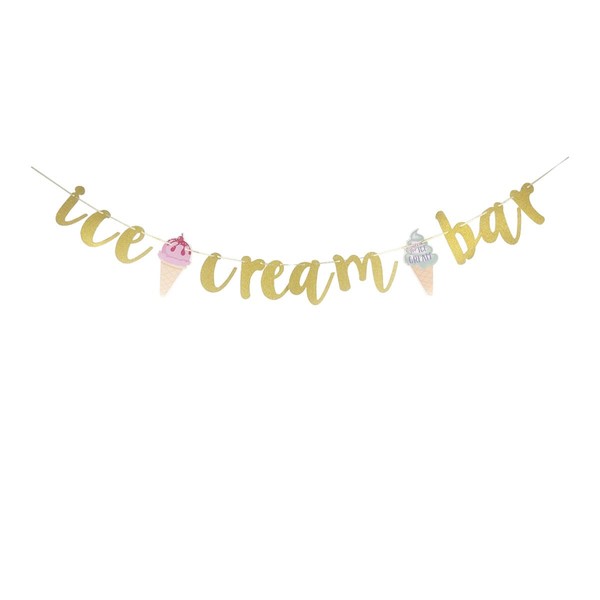 SNFHWL Ice Cream Bar Banner, Ice Cream Themed Party Bunting