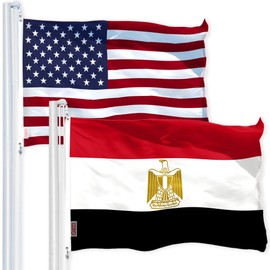USA American & Egypt Egyptian Flags 3x5 FT Combo Printed 150D Polyester By G128