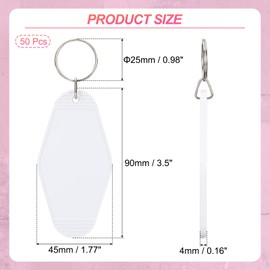 PATIKIL Vintage Motel Keychain, 50 Pack Blank Hotel Keychains Rhombus Retro Key Tag for DIY Crafts Ornament Backpack Luggage Labels Tags, White