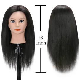 SOPHIRE 20-22 inches 100% Real Human Hair Mannequin Head, Hairdressers' Practice Training Head and Cosmotology Doll Head with hair for Hairstyling and Braid - Natural Black