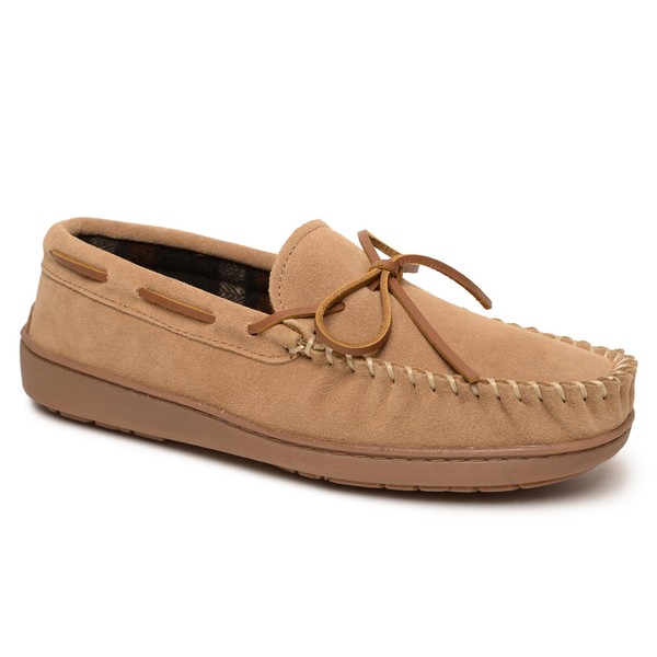 Minnetonka Plaid Lined Hardsole - Moccasin Slippers for Men Made