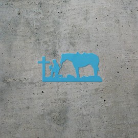 Transparent Decal Stickers Of Cowboy Praying At The Christian Cross Silhouette D (Azure Blue) Premium Waterproof Vinyl Decal Stickers For Laptop Phone Accessory Helmet Car Windo USCSKUS520955BE090622