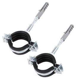SKIR'CO Pipe Brackets with Black Rubber Lining for Diameter 32-36 mm Pipes for Wall and Ceiling Mounting (Pack of 2)