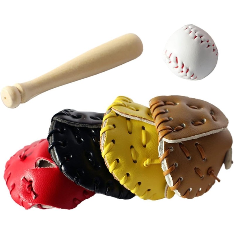3Pcs/Set Khaki Dollhouse Baseball, 1/12 Scale Miniature Accessories, Wood Miniature