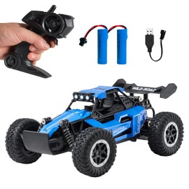 Great-JUNAMT Remote Control Car RC Cars 1:16 All Terrain Monster Truck LED Headlights, Outdoor 2WD Off Road Hobby RC 2.4GHz High Speed, 20Km/h RC Car Toys Gift for Kids Boys 3 4 5-12 (Blue)