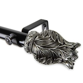 Rod Desyne 1" Verda Two Tone Curtain Rod, 48-84", Black/Satin Nickel