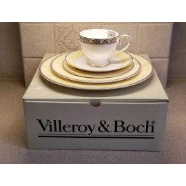 VILLEROY & BOCH BONE CHINA CANNES 5 PC. PLACE SETTING NEW OLD STOCK IN BOX, TAGS