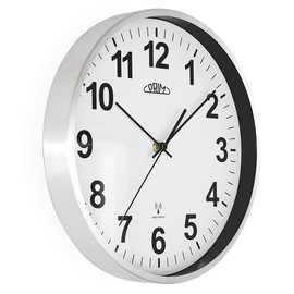 PRIM Design Radio Control Wireless Wall Clock, White/Silver, Radio-Controlled Metal, Radio-Controlled Wall Clock, Modern, Beautiful Decoration for Any Room, Diameter 303 mm, Perfect as a Kitchen