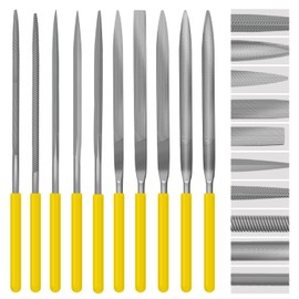 kapoua Needle File Set, 10 Pieces Hand Metal Files, Hardened Alloy Strength Steel Set Includes Flat, Round, Half-Round, Triangular, Square, Oval, Crossing, and Barrette File